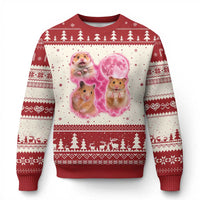 Three Hamsters Retro Graphic Ugly Christmas Sweater Small Pet Lover Gift Idea