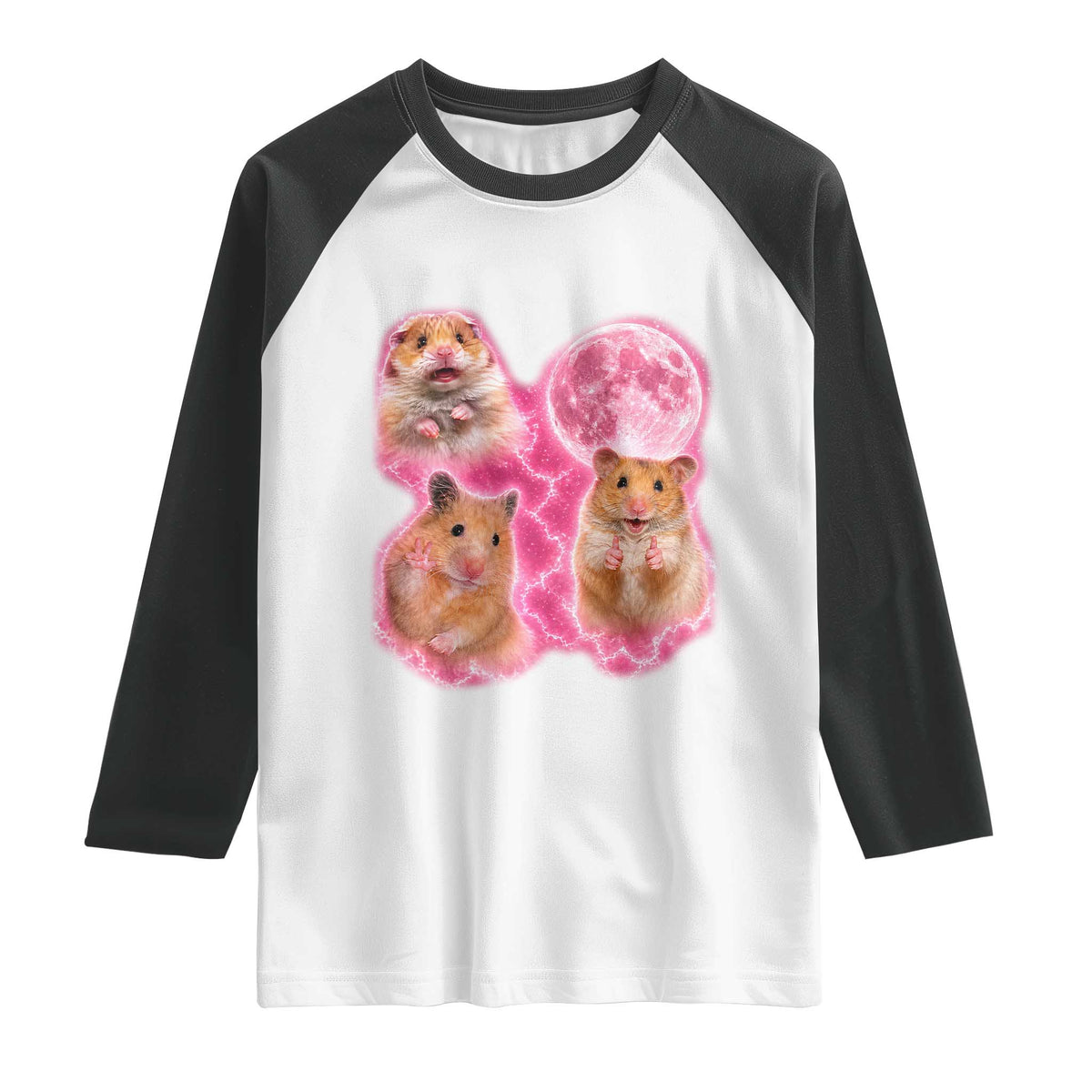 Three Hamsters Retro Graphic Raglan Shirt Small Pet Lover Gift Idea