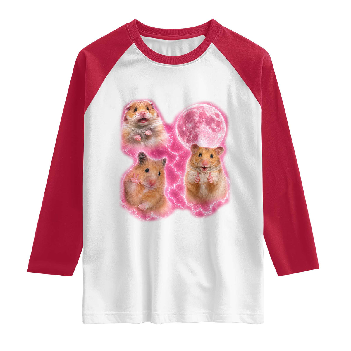 Three Hamsters Retro Graphic Raglan Shirt Small Pet Lover Gift Idea