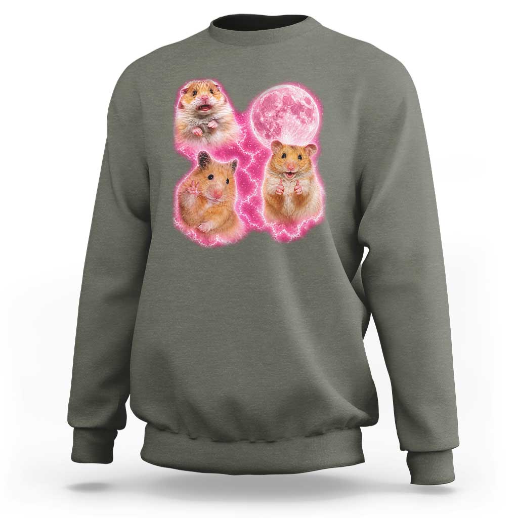 Three Hamsters Retro Graphic Sweatshirt Small Pet Lover Gift Idea