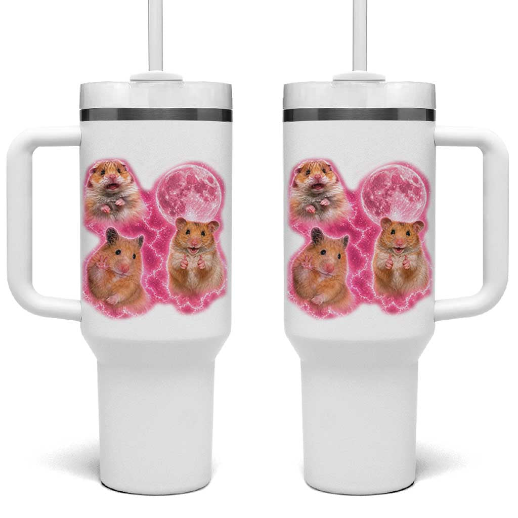 Three Hamsters Retro Graphic Tumbler With Handle Small Pet Lover Gift Idea