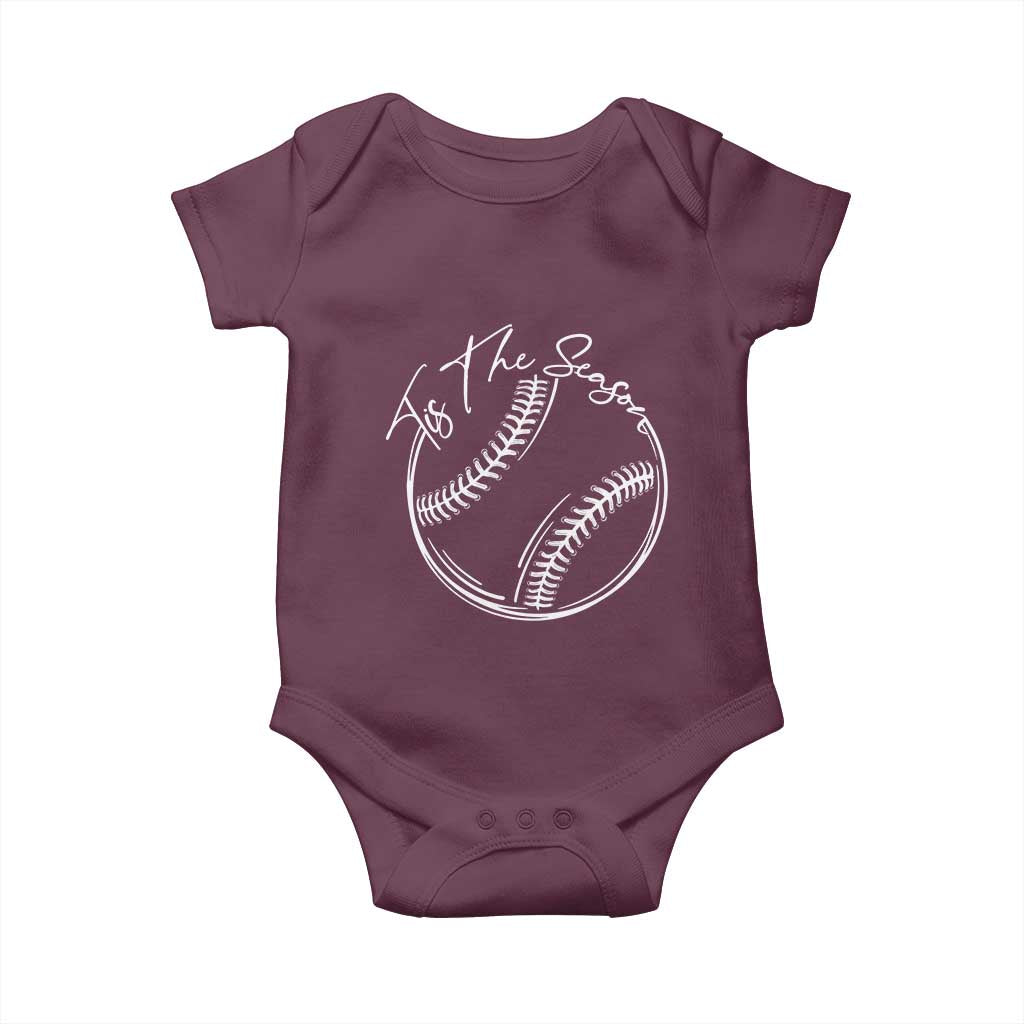Aesthetic Tis The Season Baseball Graphic Baby Onesie Sports Fan Gift