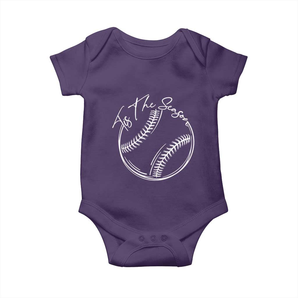 Aesthetic Tis The Season Baseball Graphic Baby Onesie Sports Fan Gift
