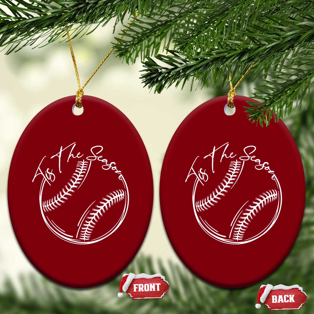 Aesthetic Tis The Season Baseball Graphic Ceramic Ornament Sports Fan Gift