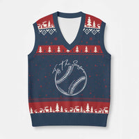 Aesthetic Tis The Season Baseball Graphic V-Neck Knit Sweater Vest Sports Fan Gift
