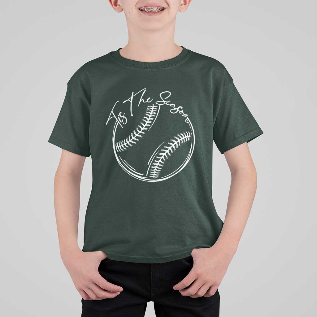Aesthetic Tis The Season Baseball Graphic T Shirt For Kid Sports Fan Gift