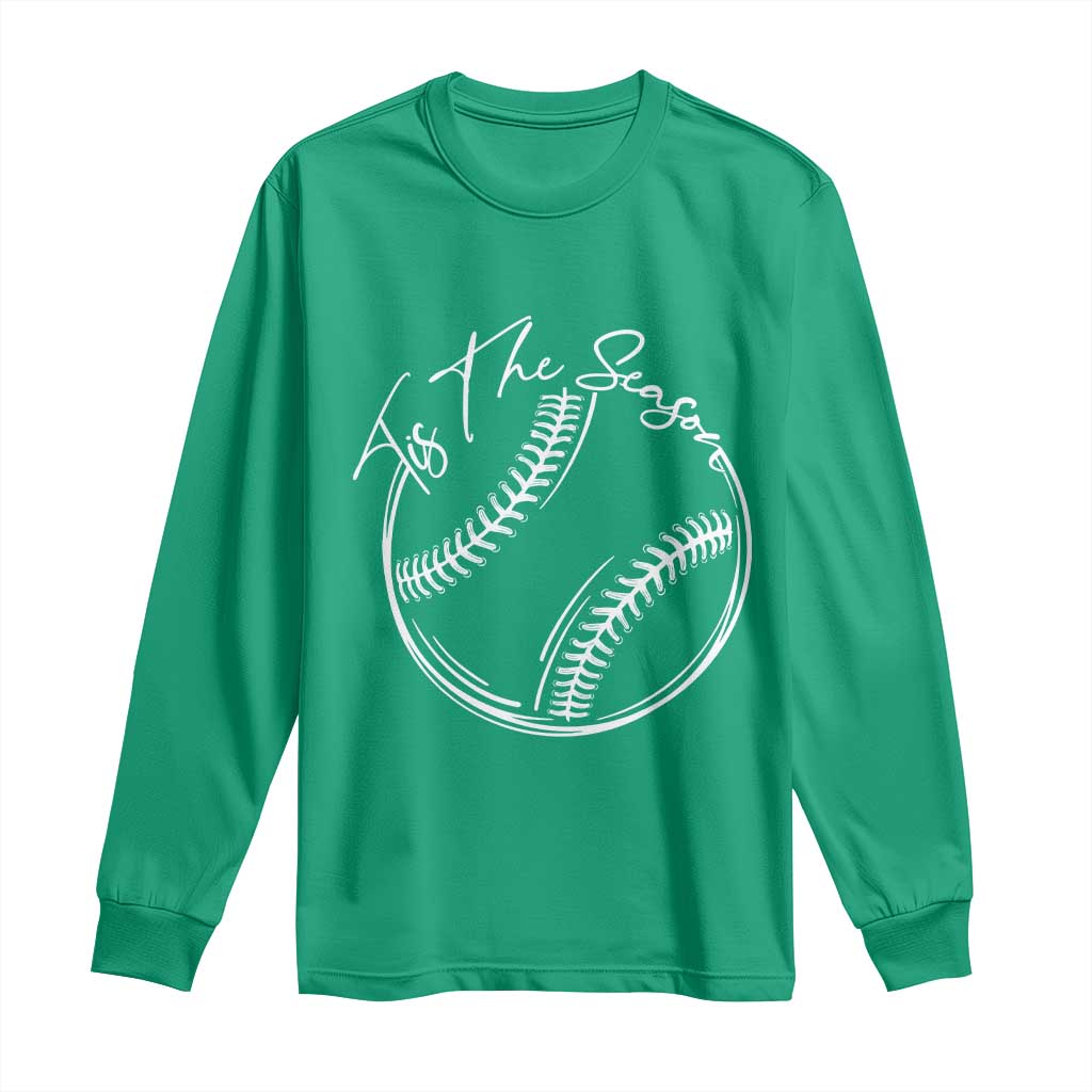 Aesthetic Tis The Season Baseball Graphic Long Sleeve Shirt Sports Fan Gift