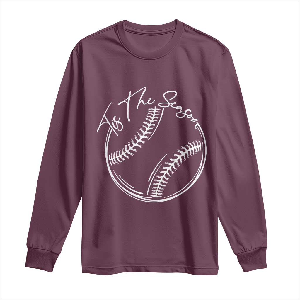 Aesthetic Tis The Season Baseball Graphic Long Sleeve Shirt Sports Fan Gift