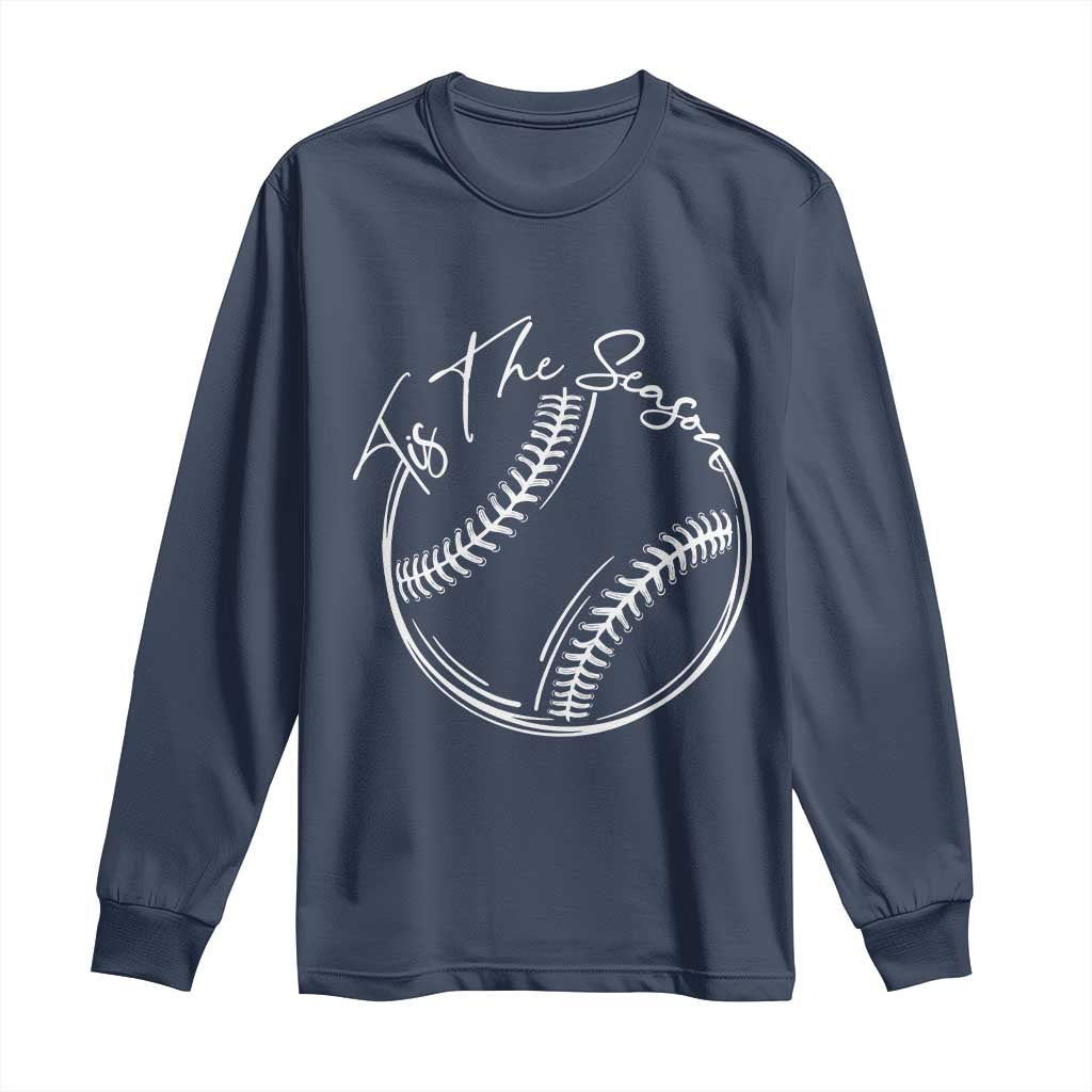 Aesthetic Tis The Season Baseball Graphic Long Sleeve Shirt Sports Fan Gift