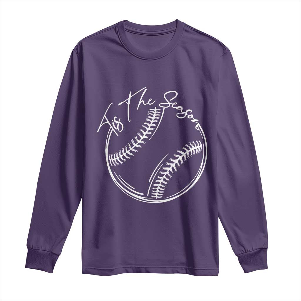 Aesthetic Tis The Season Baseball Graphic Long Sleeve Shirt Sports Fan Gift