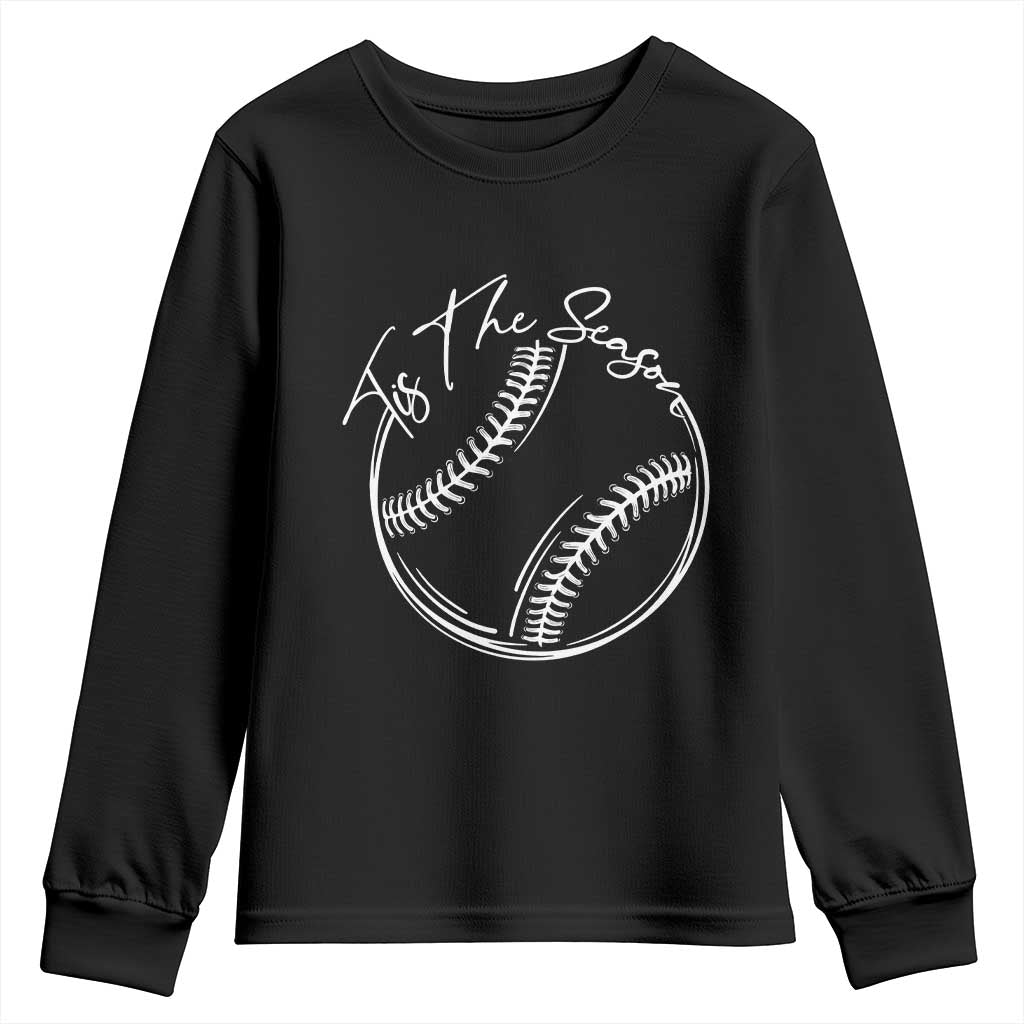 Aesthetic Tis The Season Baseball Graphic Youth Sweatshirt Sports Fan Gift