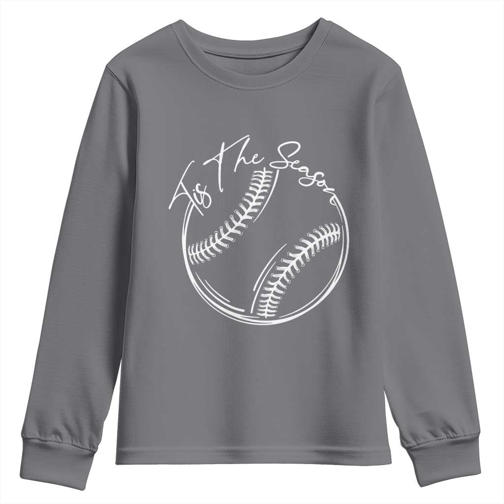 Aesthetic Tis The Season Baseball Graphic Youth Sweatshirt Sports Fan Gift
