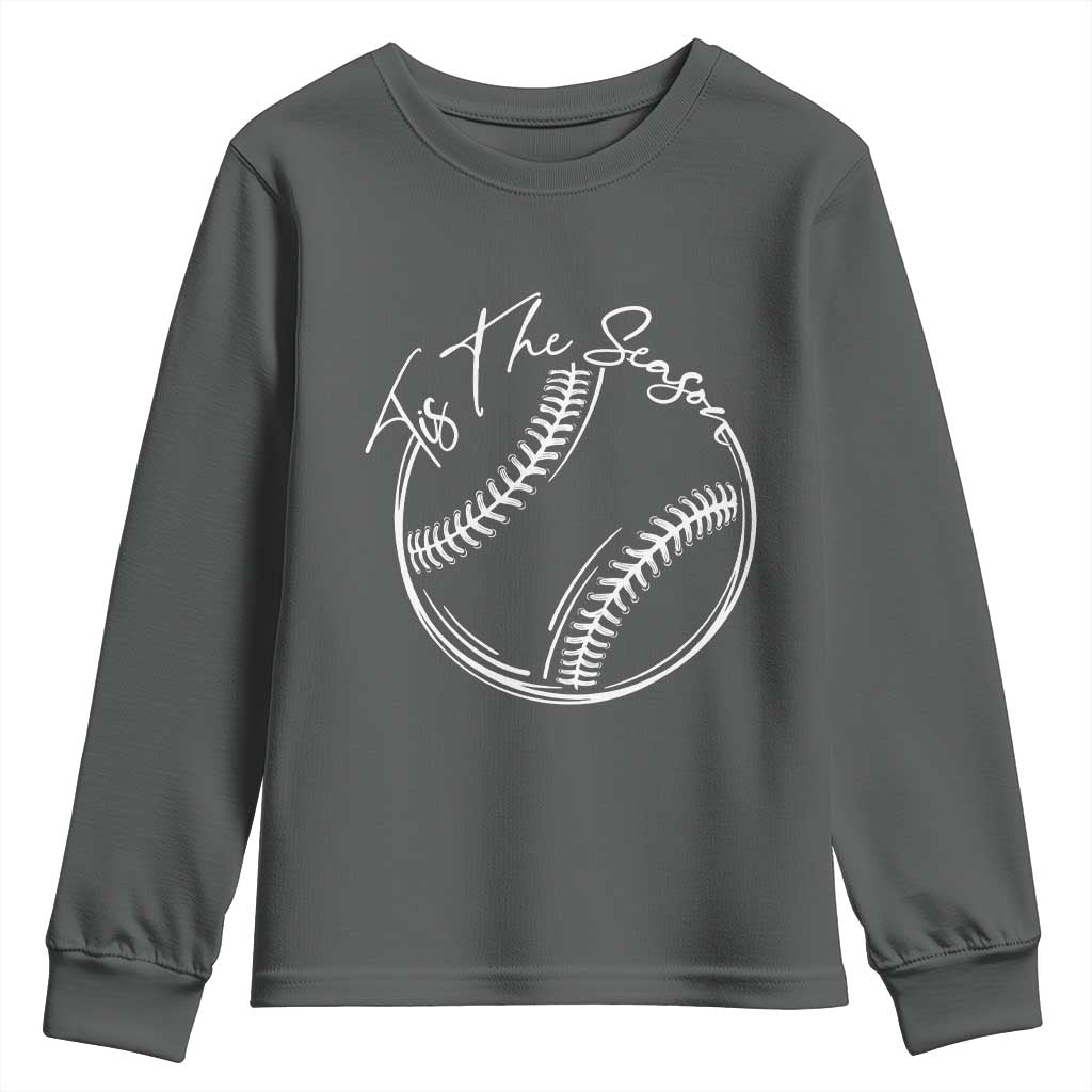 Aesthetic Tis The Season Baseball Graphic Youth Sweatshirt Sports Fan Gift