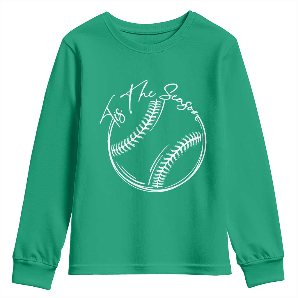 Aesthetic Tis The Season Baseball Graphic Youth Sweatshirt Sports Fan Gift