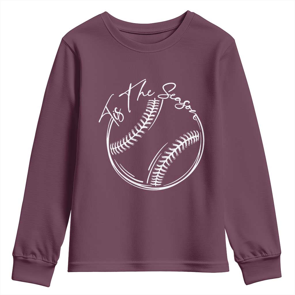 Aesthetic Tis The Season Baseball Graphic Youth Sweatshirt Sports Fan Gift