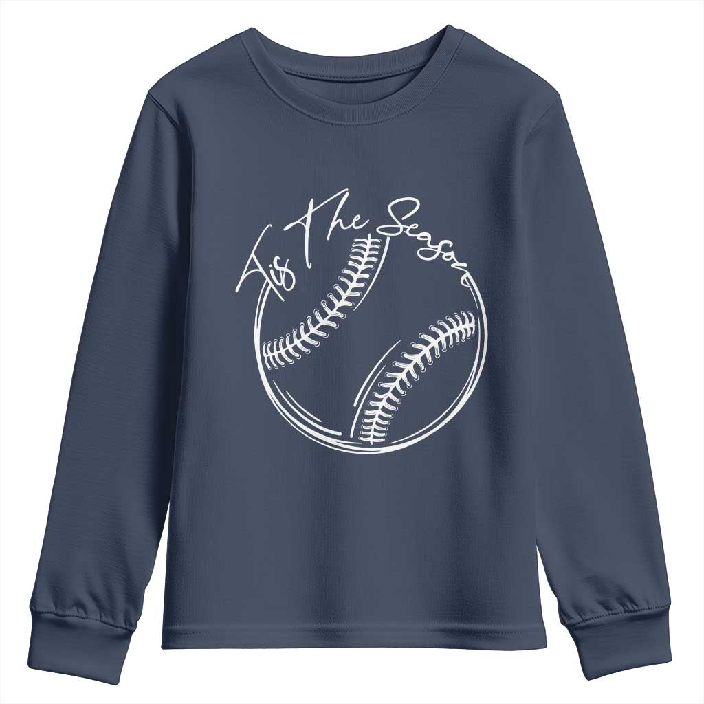 Aesthetic Tis The Season Baseball Graphic Youth Sweatshirt Sports Fan Gift