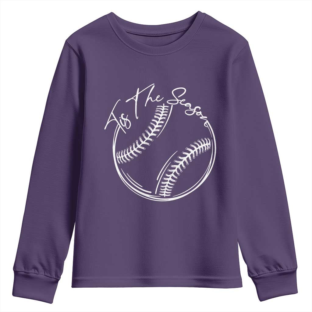 Aesthetic Tis The Season Baseball Graphic Youth Sweatshirt Sports Fan Gift