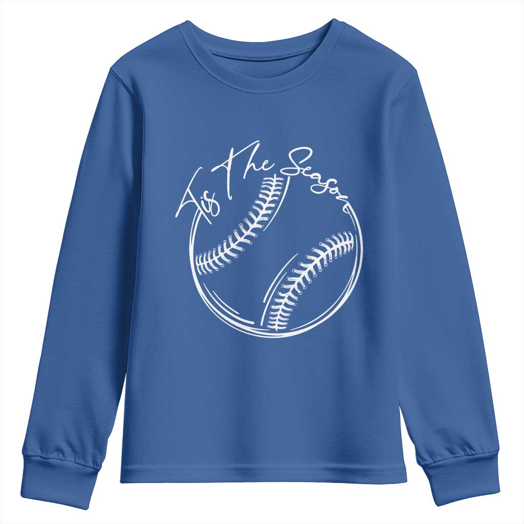 Aesthetic Tis The Season Baseball Graphic Youth Sweatshirt Sports Fan Gift