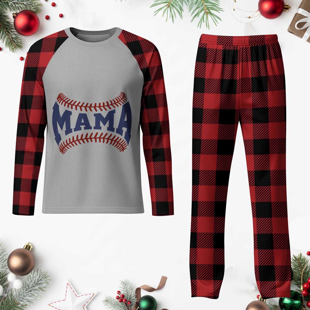 Game Day Baseball Mama Plaid Pajama Set Proud Mom Gift