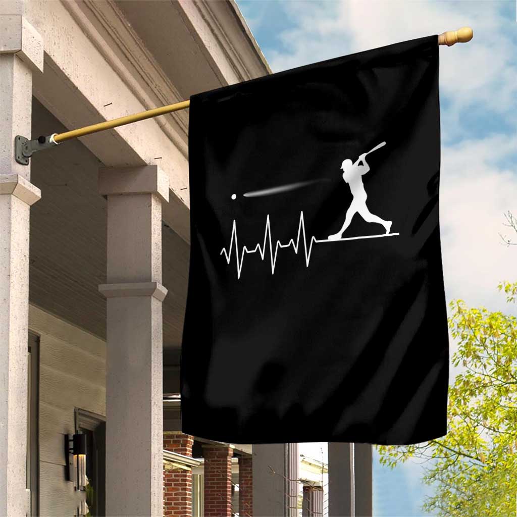 Baseball Heartbeat Line Garden Flag Vintage Sports Lover Gift
