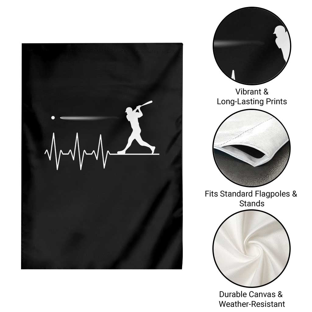 Baseball Heartbeat Line Garden Flag Vintage Sports Lover Gift