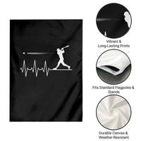 Baseball Heartbeat Line Garden Flag Vintage Sports Lover Gift