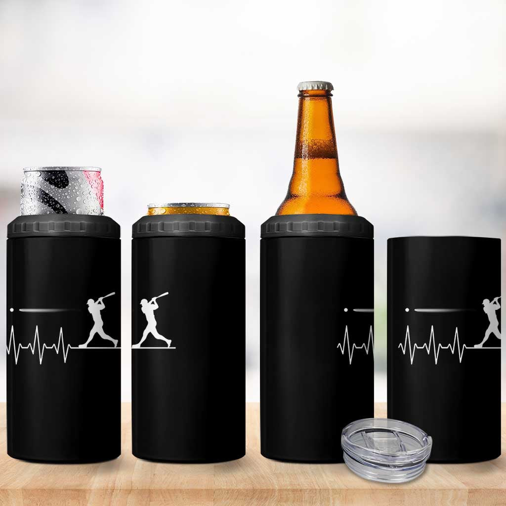 Baseball Heartbeat Line 4 in 1 Can Cooler Tumbler Vintage Sports Lover Gift