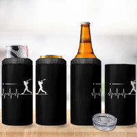 Baseball Heartbeat Line 4 in 1 Can Cooler Tumbler Vintage Sports Lover Gift
