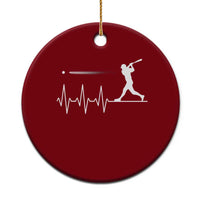 Baseball Heartbeat Line Ceramic Ornament Vintage Sports Lover Gift