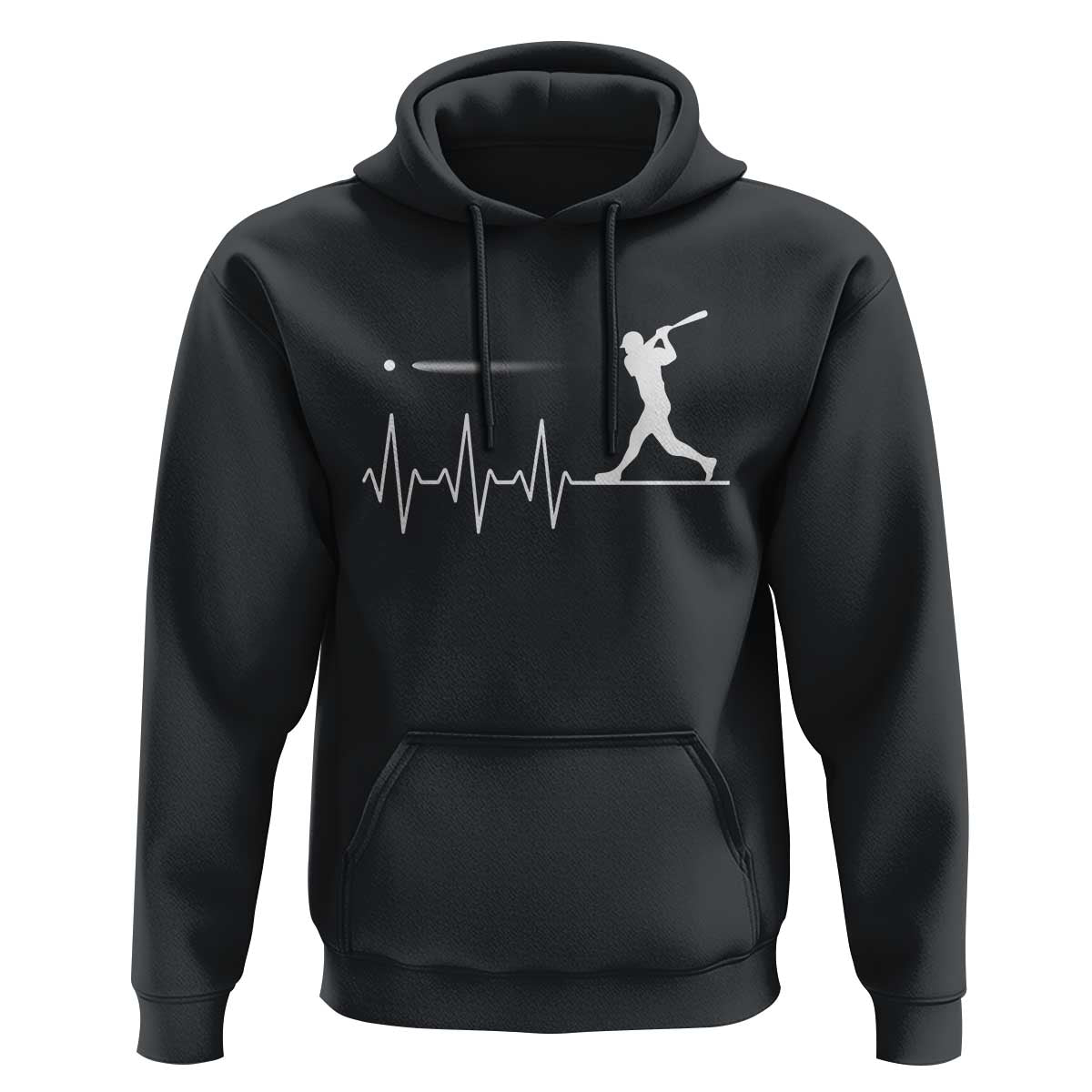 Baseball Heartbeat Line Hoodie Vintage Sports Lover Gift