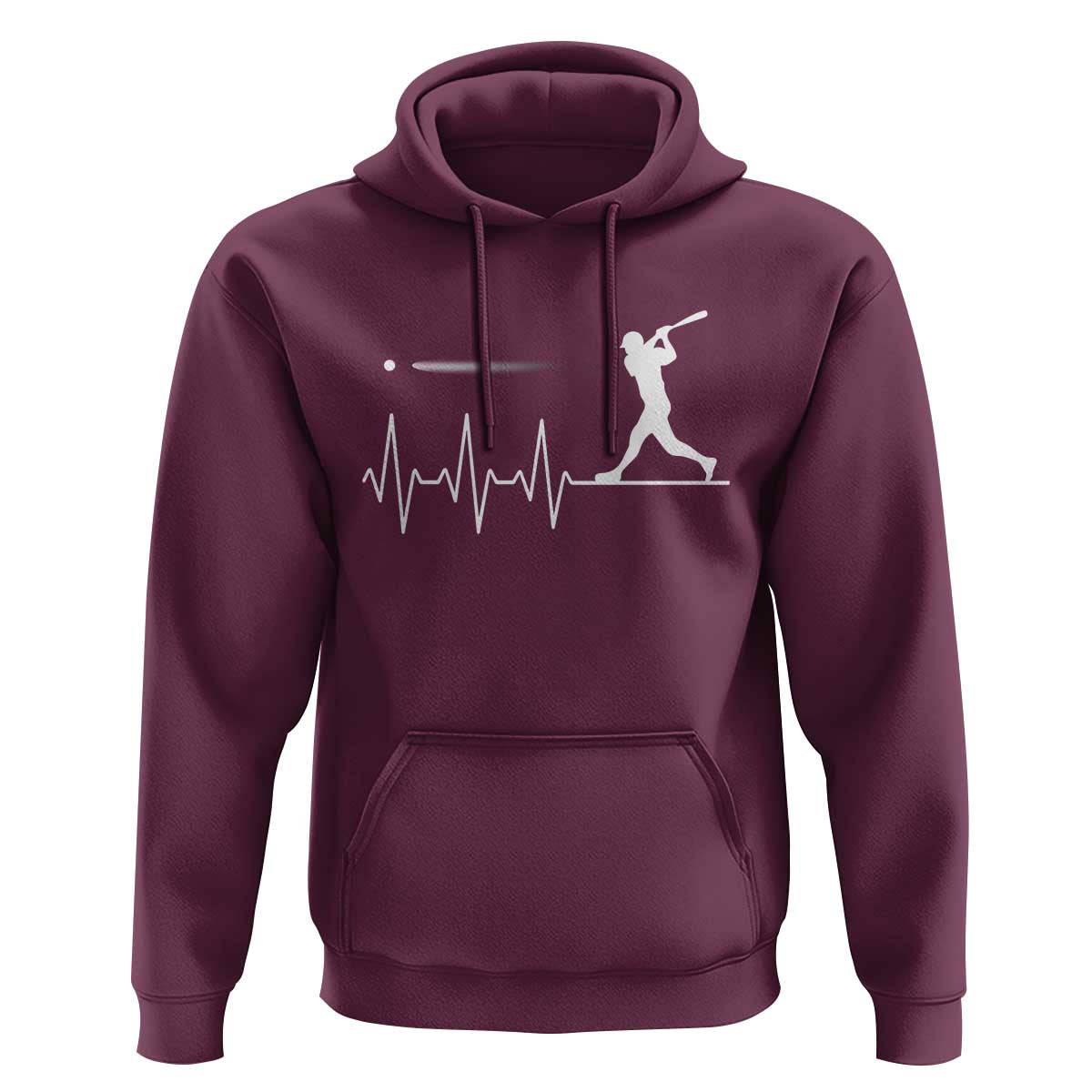 Baseball Heartbeat Line Hoodie Vintage Sports Lover Gift