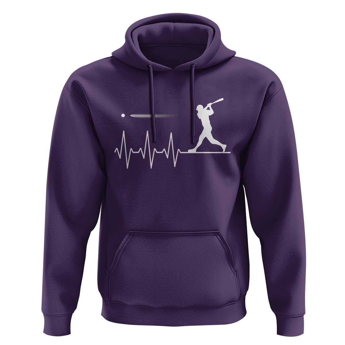 Baseball Heartbeat Line Hoodie Vintage Sports Lover Gift