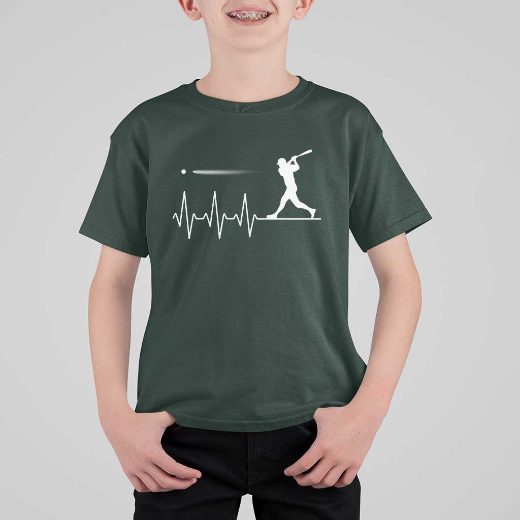 Baseball Heartbeat Line T Shirt For Kid Vintage Sports Lover Gift