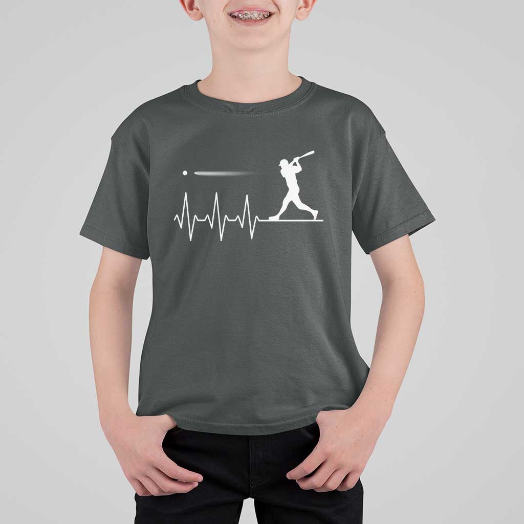 Baseball Heartbeat Line T Shirt For Kid Vintage Sports Lover Gift