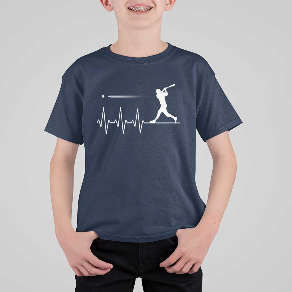 Baseball Heartbeat Line T Shirt For Kid Vintage Sports Lover Gift