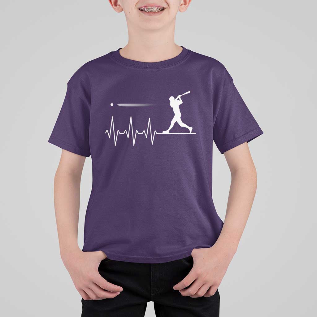 Baseball Heartbeat Line T Shirt For Kid Vintage Sports Lover Gift