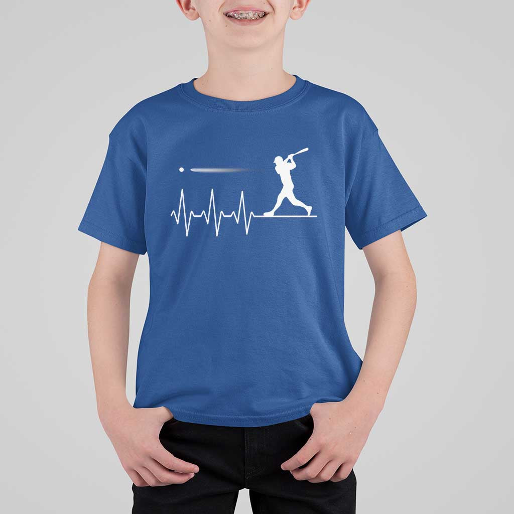 Baseball Heartbeat Line T Shirt For Kid Vintage Sports Lover Gift