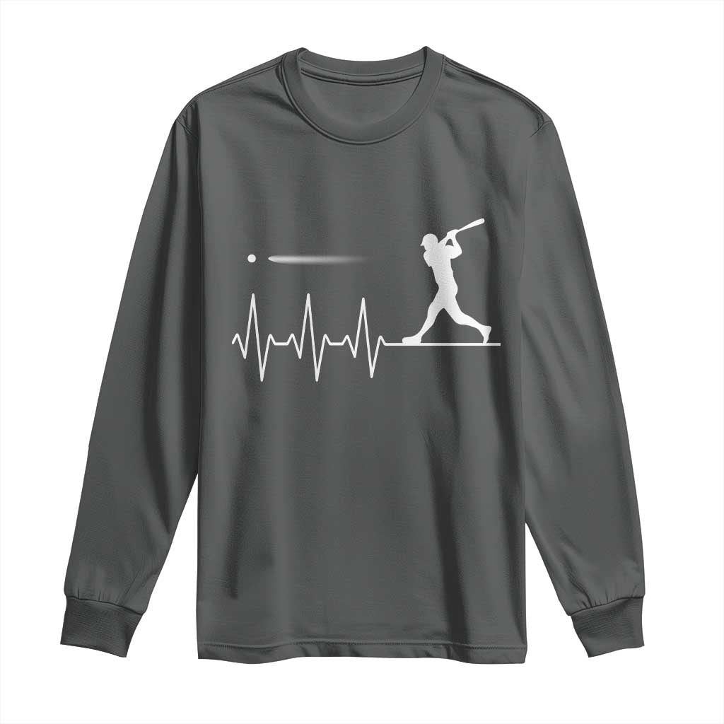 Baseball Heartbeat Line Long Sleeve Shirt Vintage Sports Lover Gift