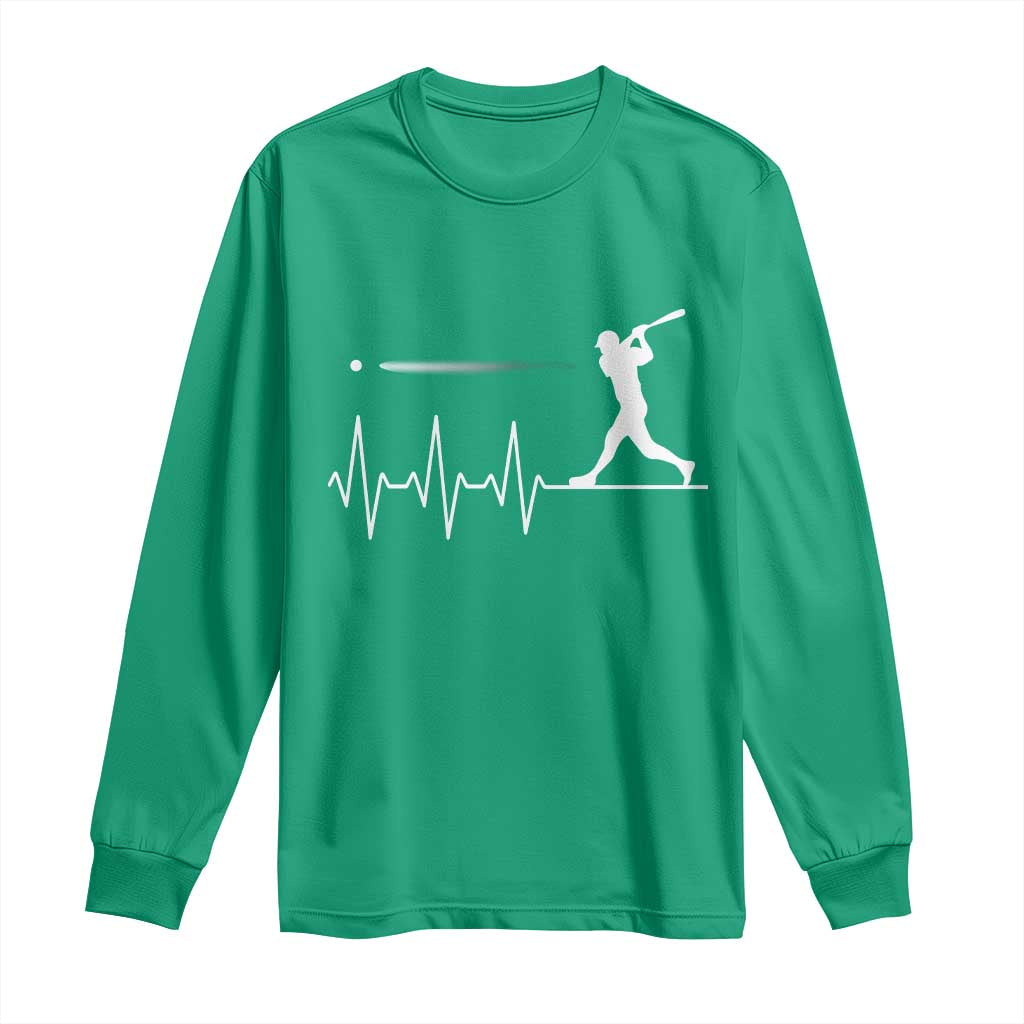 Baseball Heartbeat Line Long Sleeve Shirt Vintage Sports Lover Gift