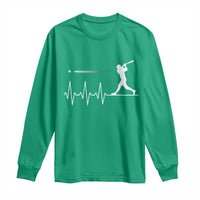 Baseball Heartbeat Line Long Sleeve Shirt Vintage Sports Lover Gift