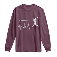 Baseball Heartbeat Line Long Sleeve Shirt Vintage Sports Lover Gift