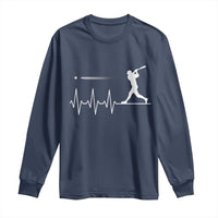 Baseball Heartbeat Line Long Sleeve Shirt Vintage Sports Lover Gift