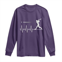 Baseball Heartbeat Line Long Sleeve Shirt Vintage Sports Lover Gift