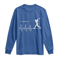 Baseball Heartbeat Line Long Sleeve Shirt Vintage Sports Lover Gift