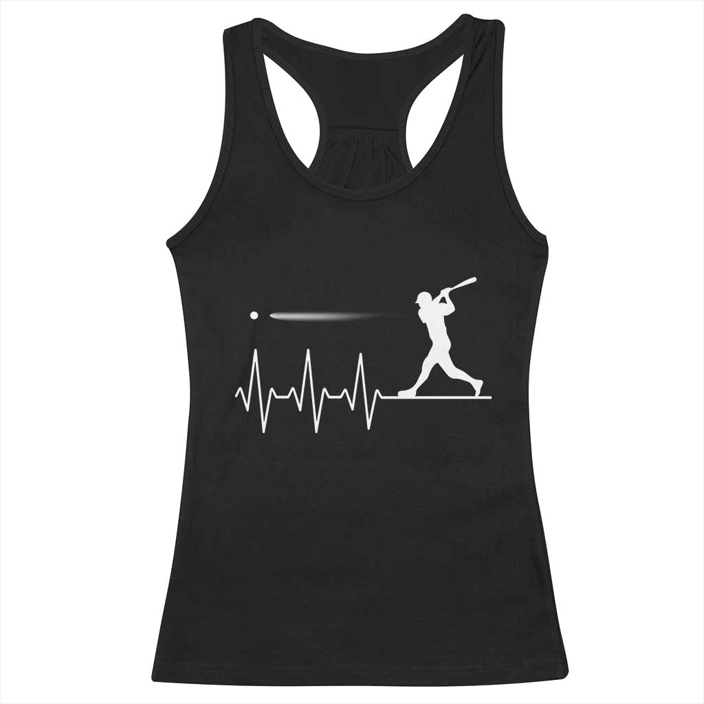Baseball Heartbeat Line Racerback Tank Top Vintage Sports Lover Gift