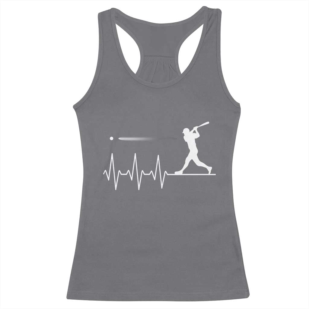 Baseball Heartbeat Line Racerback Tank Top Vintage Sports Lover Gift