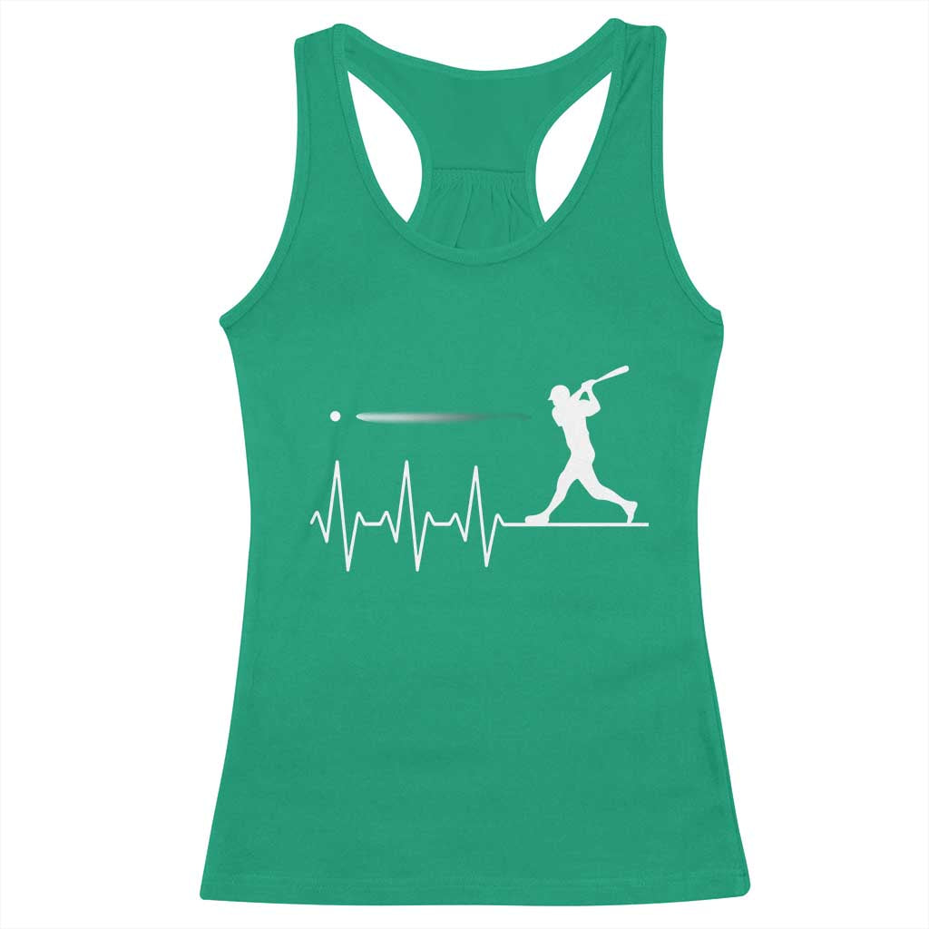 Baseball Heartbeat Line Racerback Tank Top Vintage Sports Lover Gift