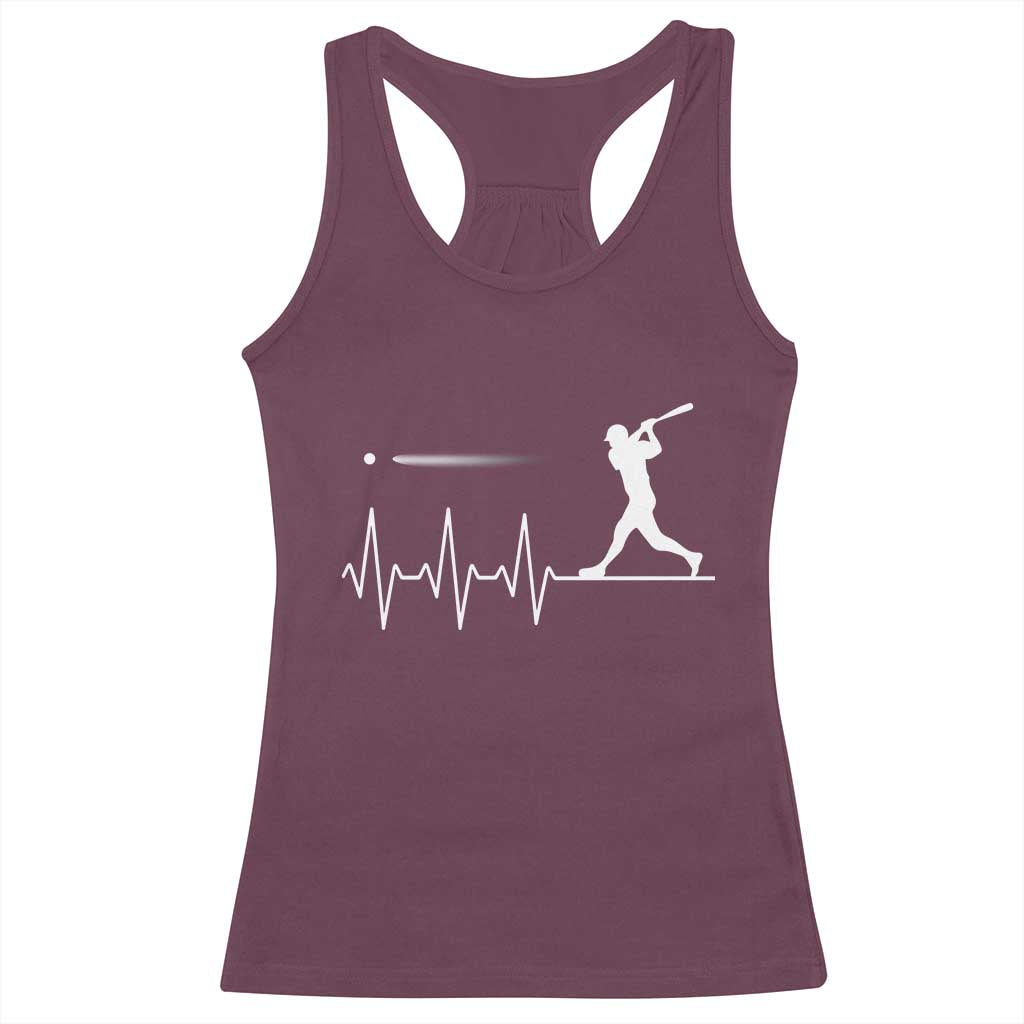 Baseball Heartbeat Line Racerback Tank Top Vintage Sports Lover Gift