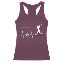 Baseball Heartbeat Line Racerback Tank Top Vintage Sports Lover Gift