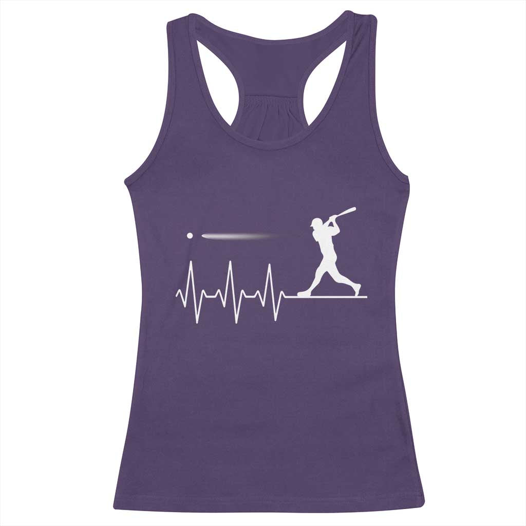 Baseball Heartbeat Line Racerback Tank Top Vintage Sports Lover Gift
